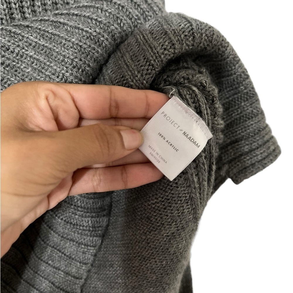 PROJECT NAADAM Gray High Low Knit Mockneck Sweater Pullover Top - Picture 6 of 8
